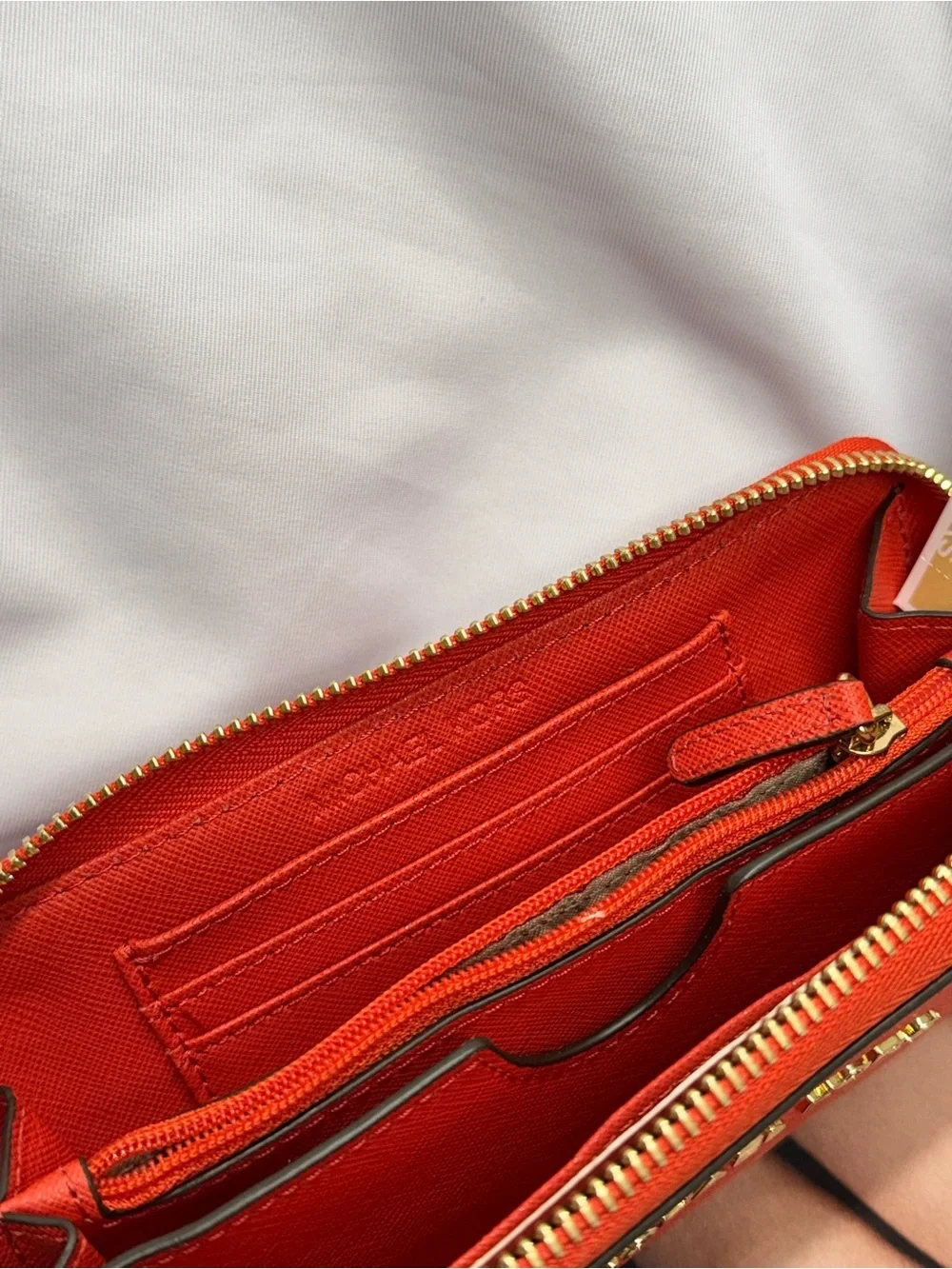 (new+tag) Michael Kors Jet Set Travel Saffiano Leather Wristlet Mandarin Orange